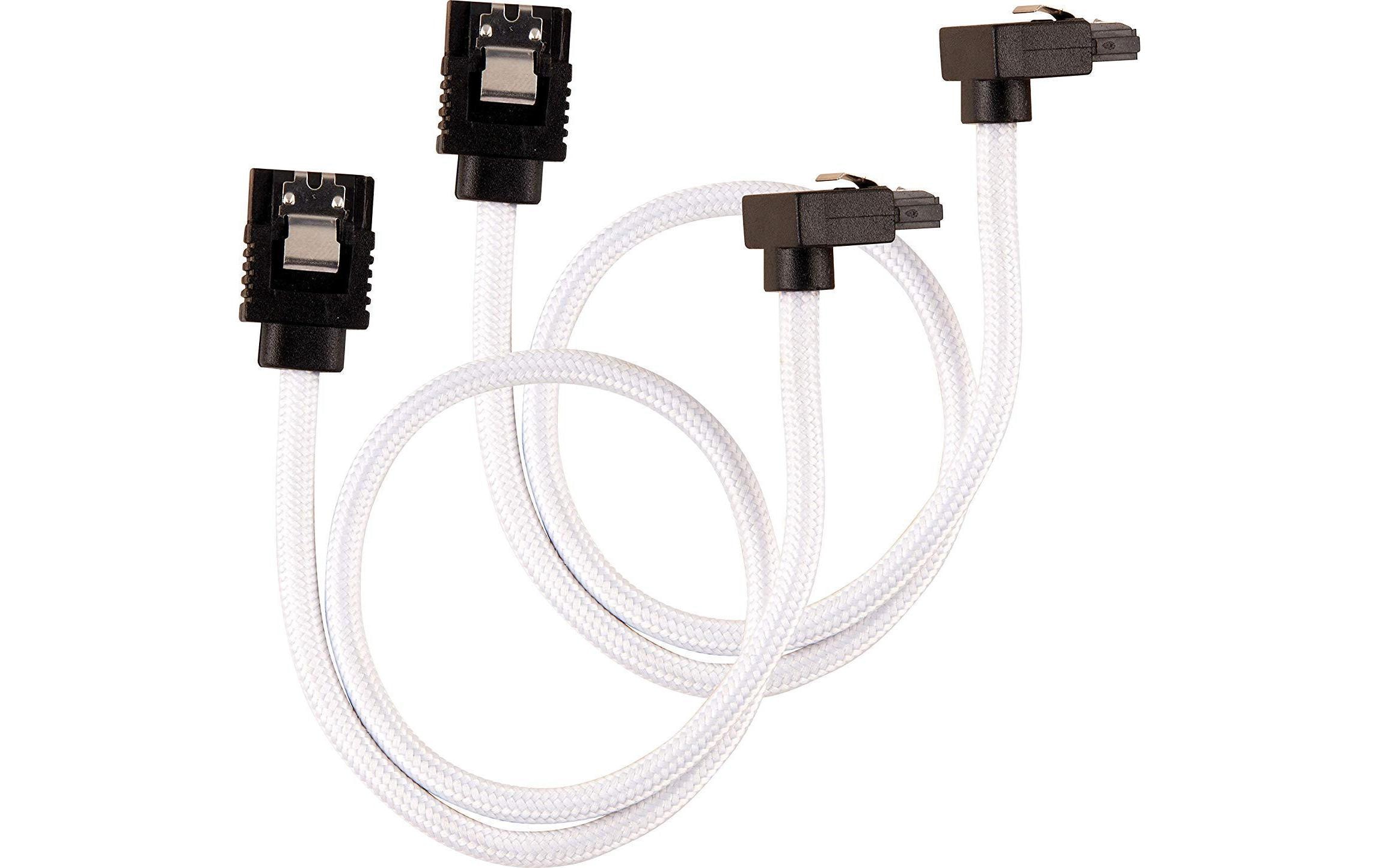 Corsair SATA3-Kabel Premium Set Weiss 30 cm gewinkelt Corsair SATA3-Kabel Premium Set Weiss 30 cm gewinkelt