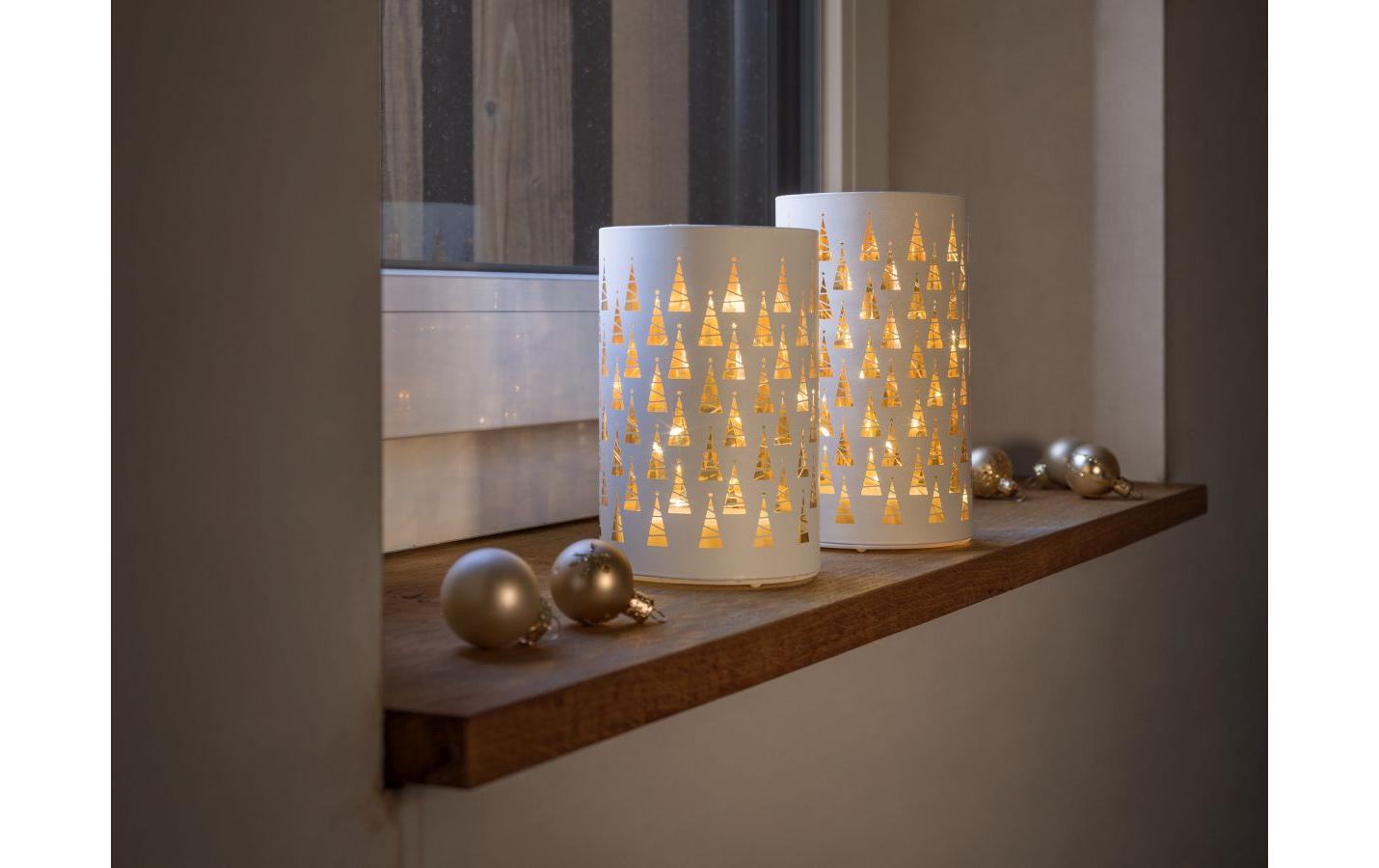 STT Windlicht Glas Tree 14 cm, Weiss