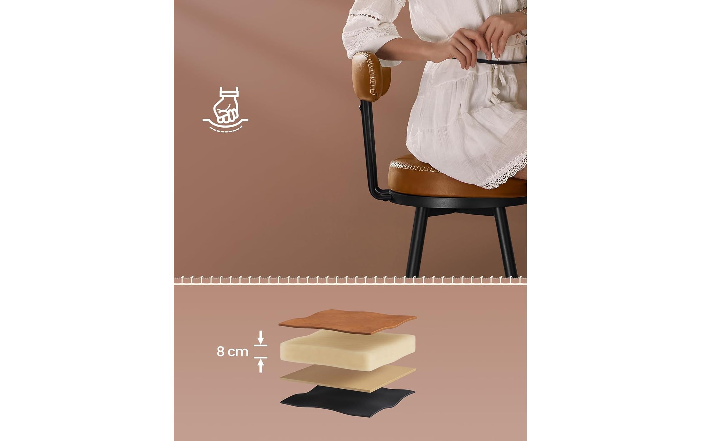 VASAGLE Barhocker 2er Set 54 x 90.5 cm, Braun/Schwarz