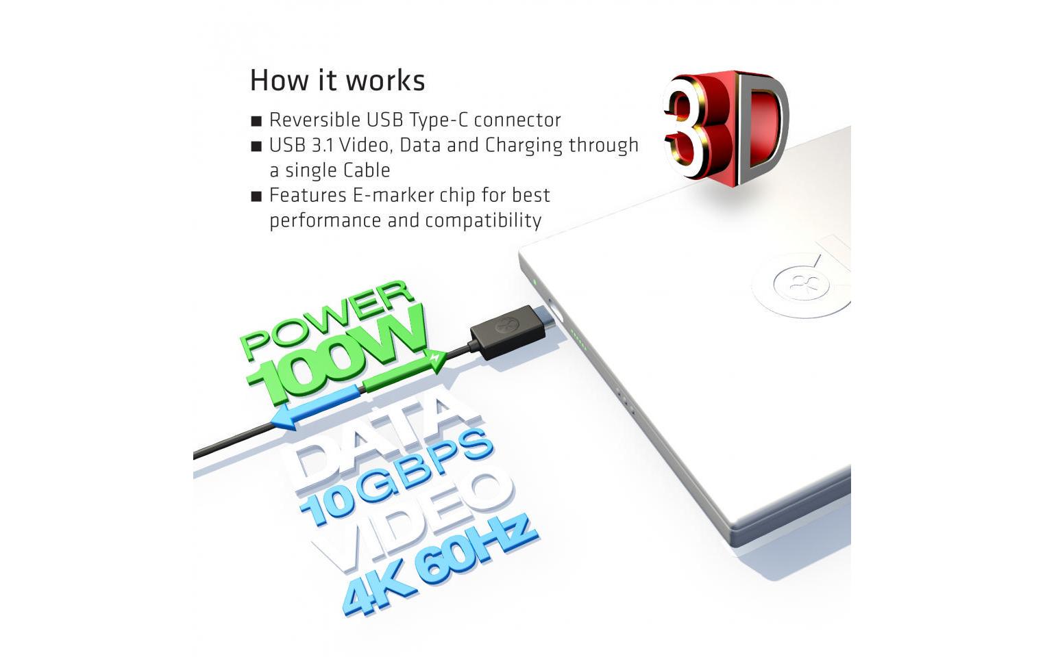 Club 3D USB 3.1-Kabel USB C - USB C 0.8 m