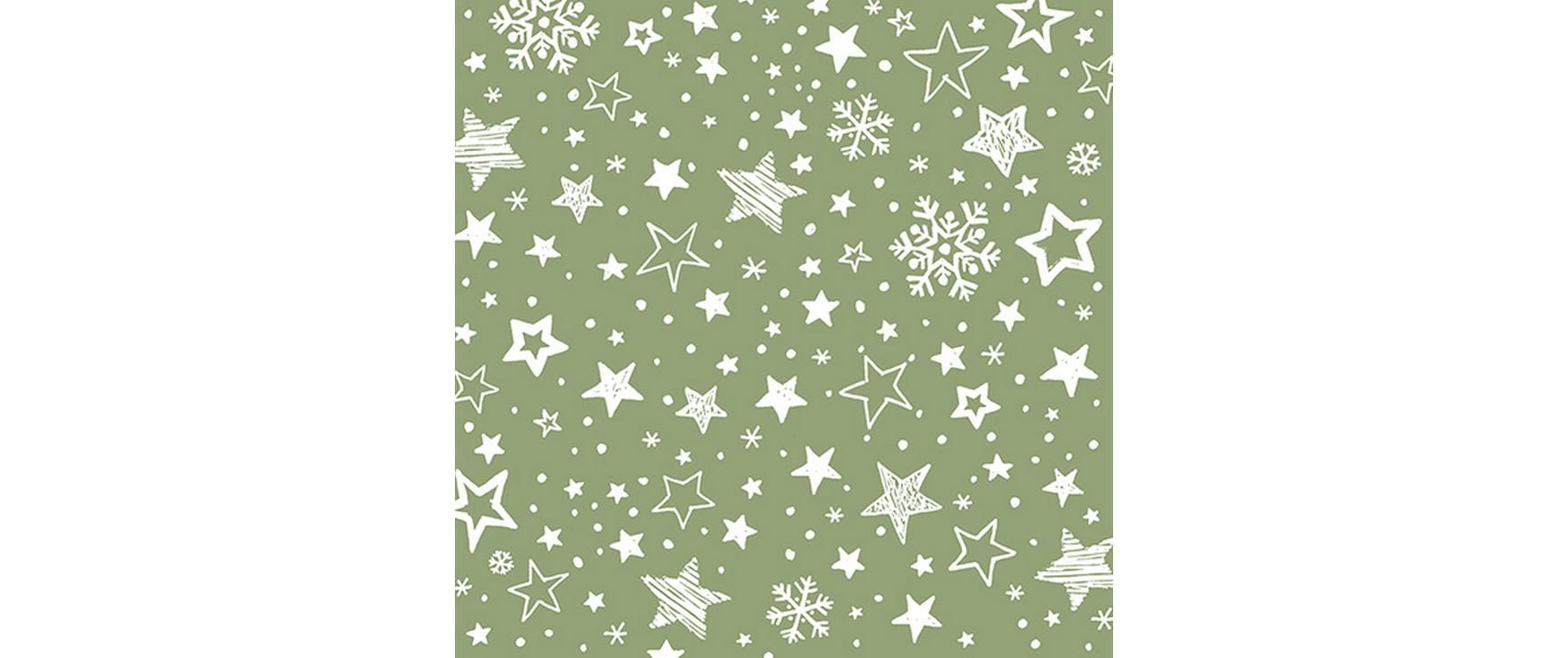 Braun + Company Weihnachtsservietten Lovely Stars Olive, 20 Stück