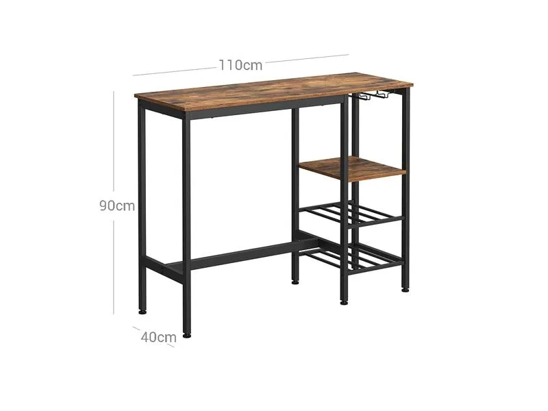 VASAGLE Bartisch Industrial 40 x 90 cm, Braun/Schwarz VASAGLE Bartisch Industrial 40 x 90 cm, Braun/Schwarz