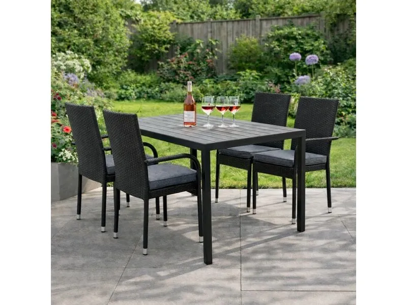 COCON Gartentisch Alice, 150 x 90 x 74 cm, Schwarz/Grau COCON Gartentisch Alice, 150 x 90 x 74 cm, Schwarz/Grau