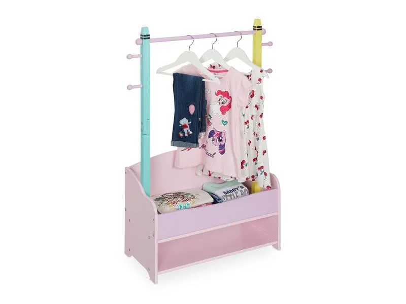 relaxdays Kleiderständer für Kinder 71 x 100.5 cm, Gelb/Rosa/Türkis