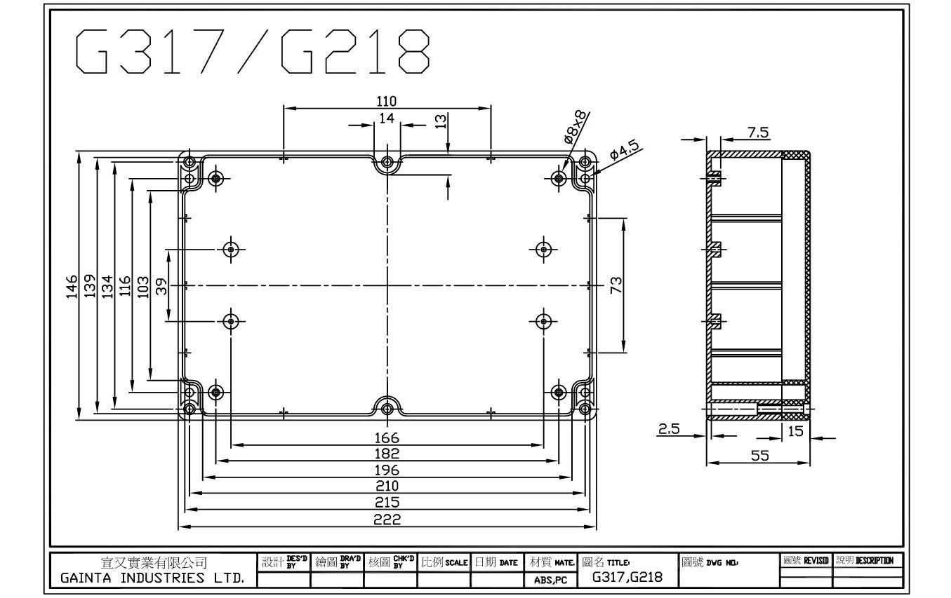 Velleman Gehäuse G317, 222 x 146 x 55 mm Dunkelgrau Velleman Gehäuse G317, 222 x 146 x 55 mm Dunkelgrau