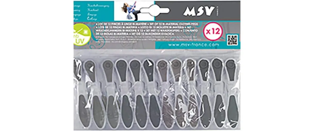MSV Wäscheklammern 12 Stück, Grau
