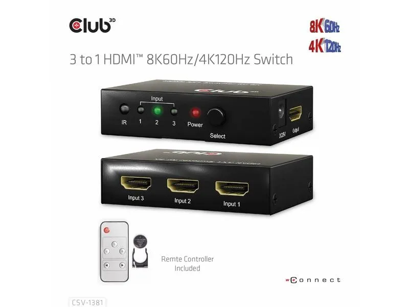 Club 3D Umschalter CSV-1381 HDMI Club 3D Umschalter CSV-1381 HDMI