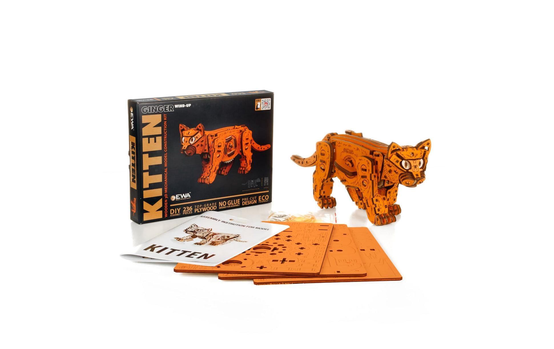 Eco-Wood-Art Bausatz Kätzchen Orange