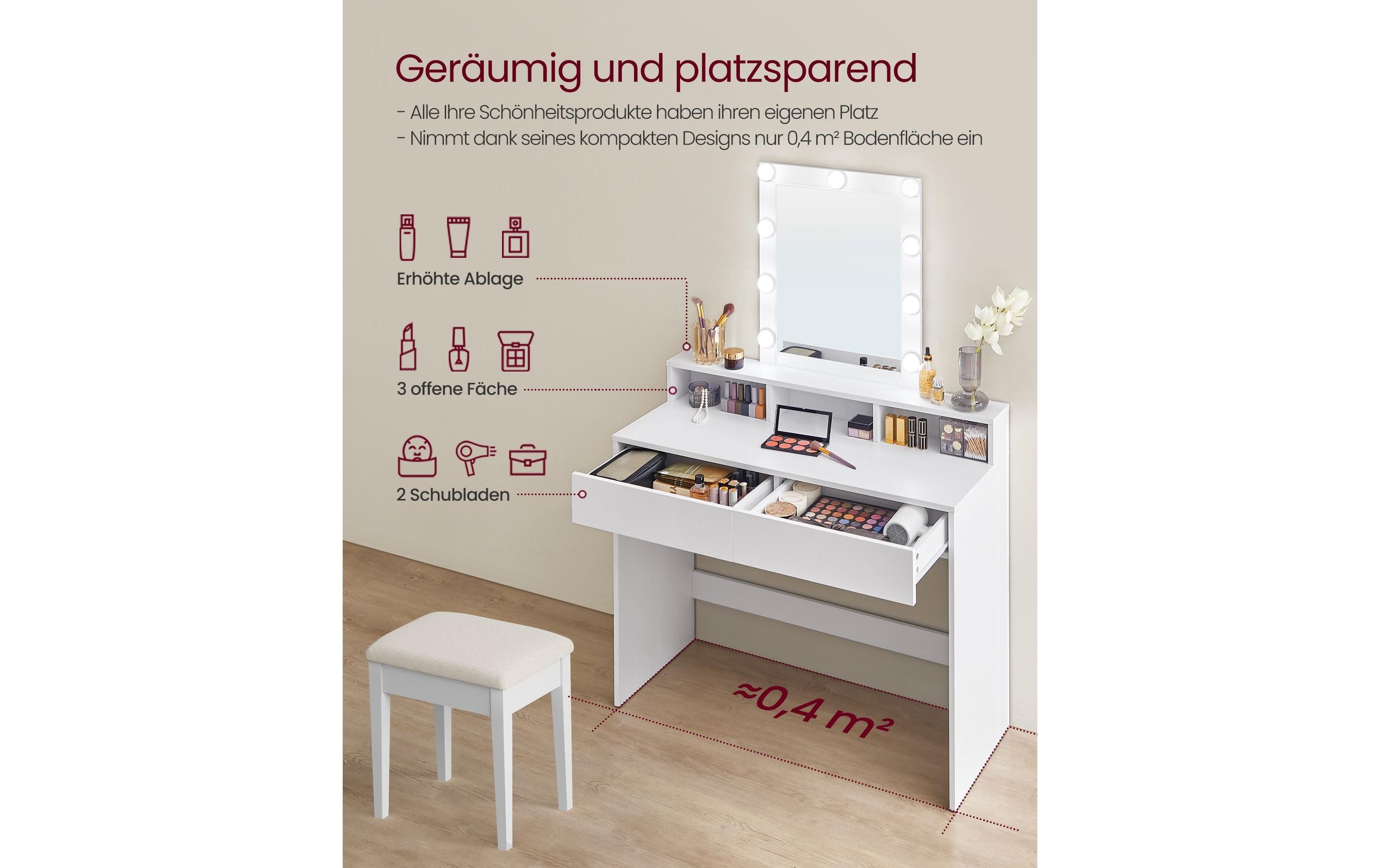 VASAGLE Schminktisch 100 x 40 x 145 cm, Weiss