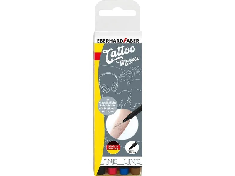 Eberhard Faber Tattoostift One Line 4 Stück, Mehrfarbig