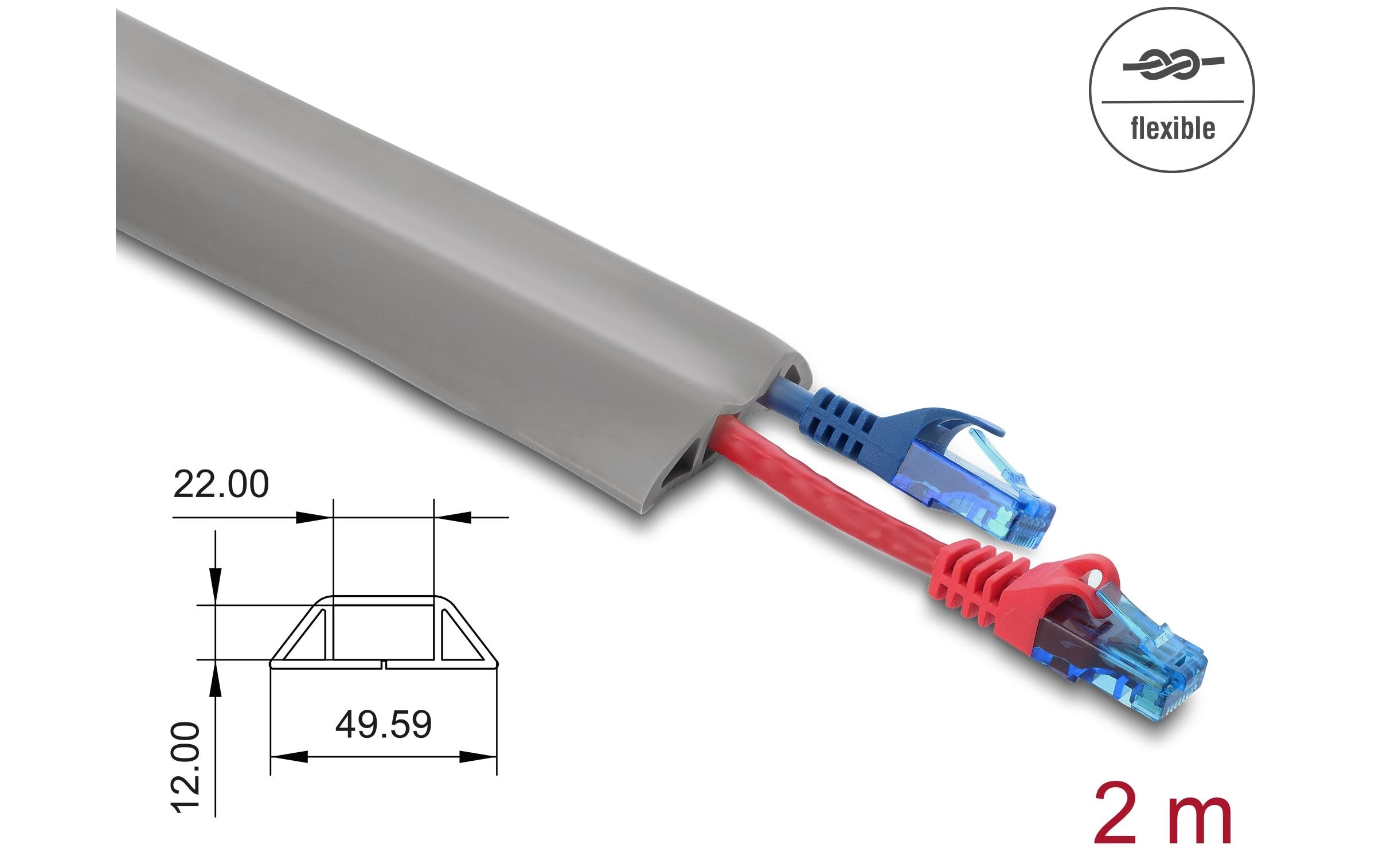 Delock Kabelkanal PVC flexibel 2 m x 50 mm Grau