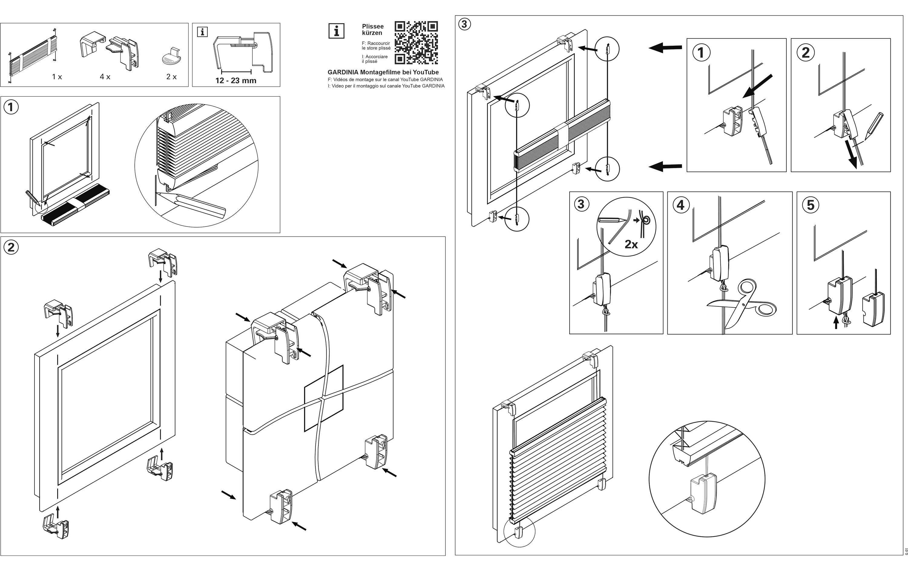 Gardinia EF Plissee Pia 50 x 130 cm, Weiss
