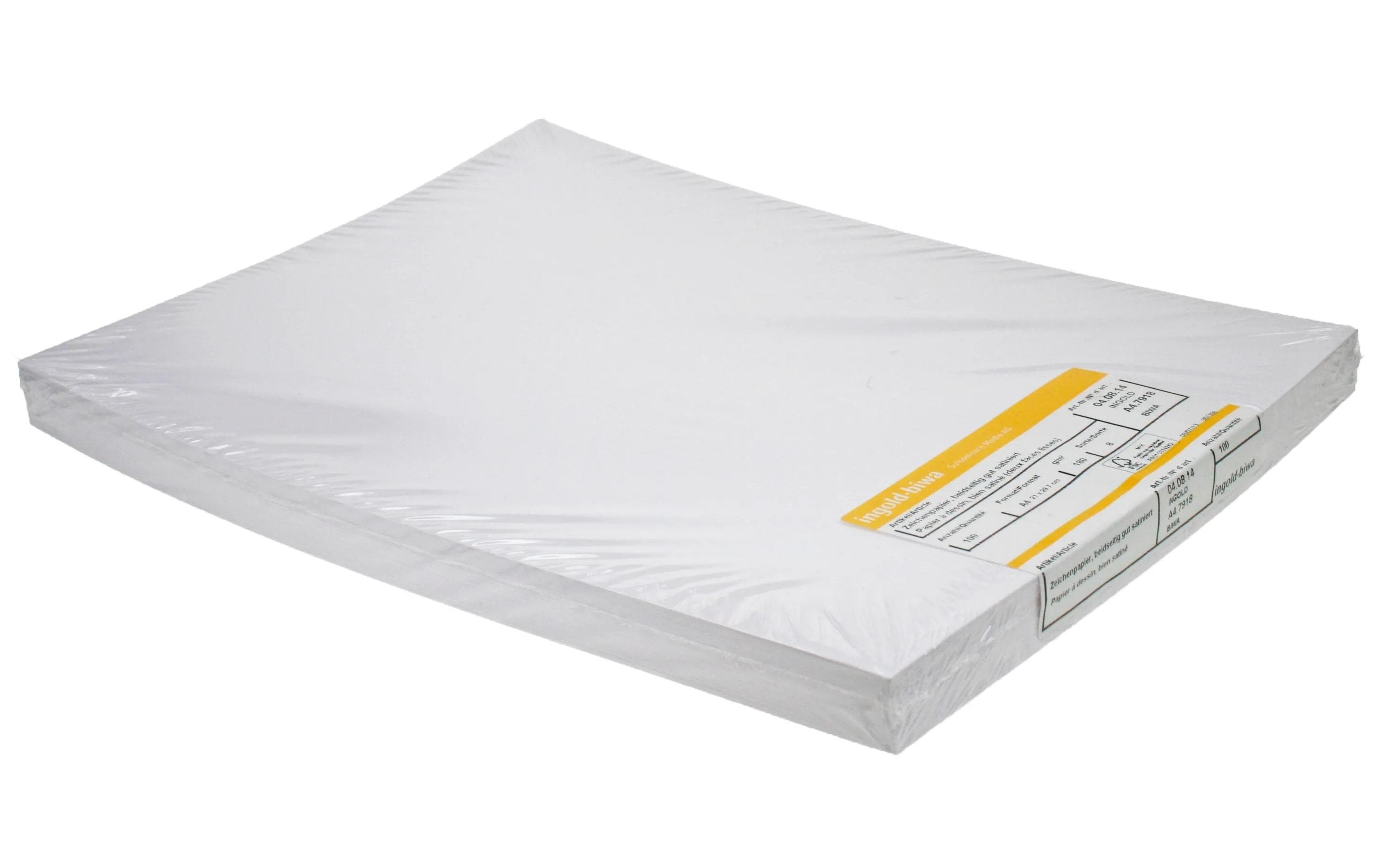 ingold-biwa Zeichenpapier Blanko A3, 180 g/m², 100 Stück, Weiss