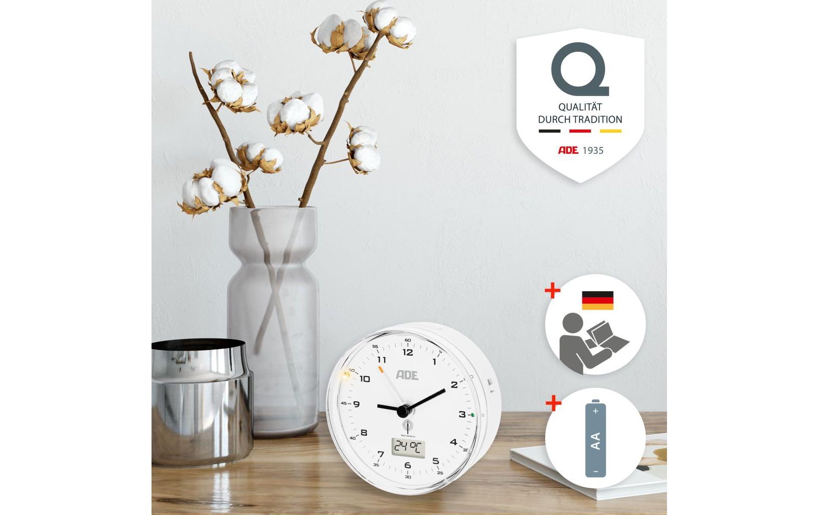 ADE Funkwecker 8.1 x 4 cm, Weiss