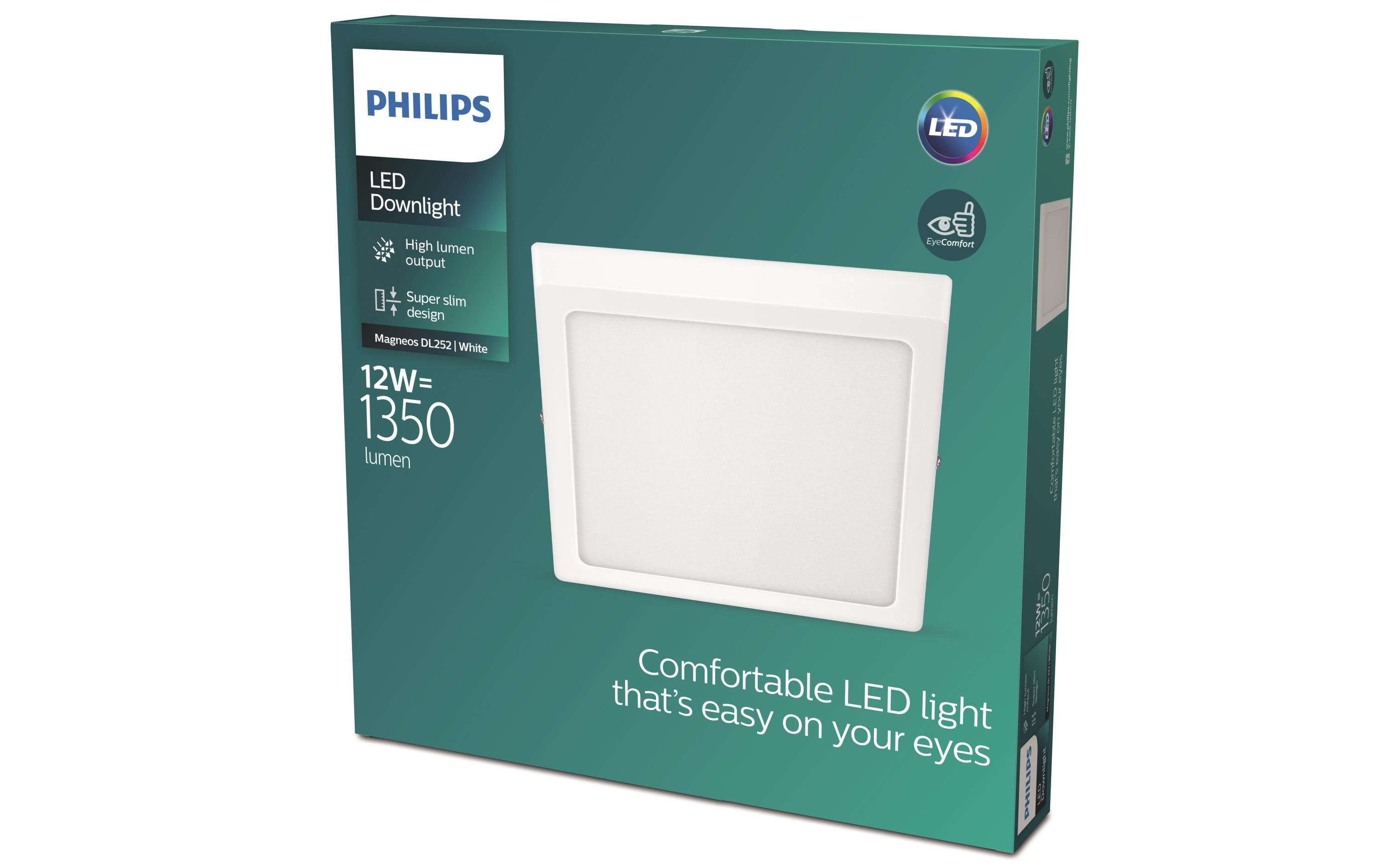 Philips LED Einbauspot SlimSurface DL252, 12W, 4000K, eckig, weiss