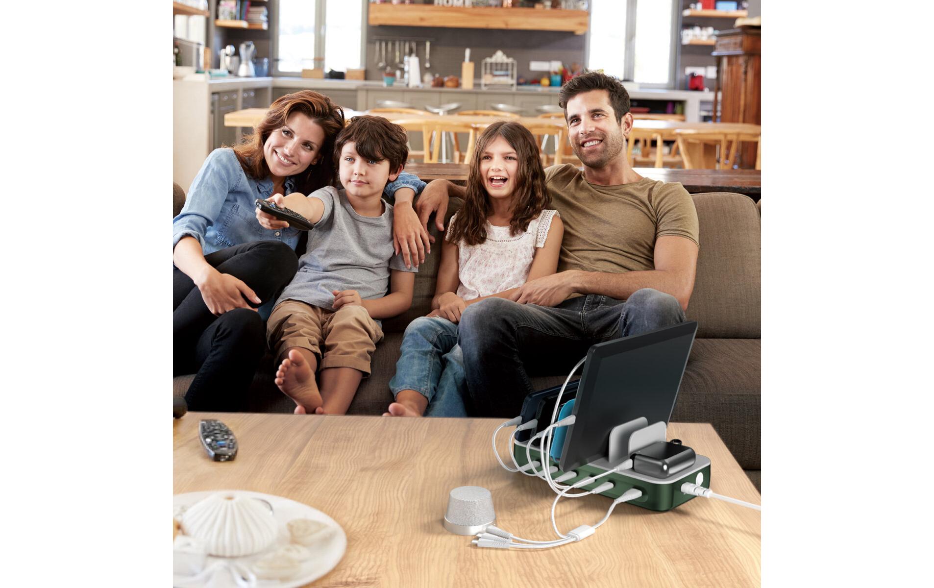 4smarts Ladestation Team 100W 5C/1A inkl. 6 Kabel Grün