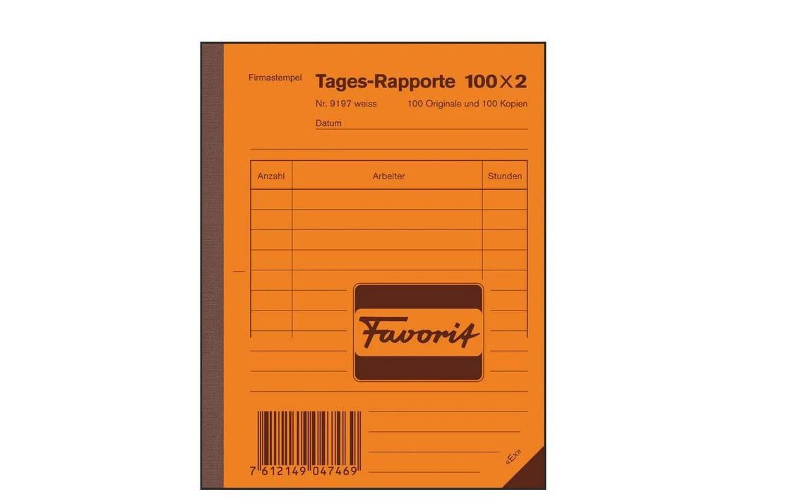 Favorit Durchschreibeblock 111 x 144 mm Tages-Rapporte Favorit Durchschreibeblock 111 x 144 mm Tages-Rapporte