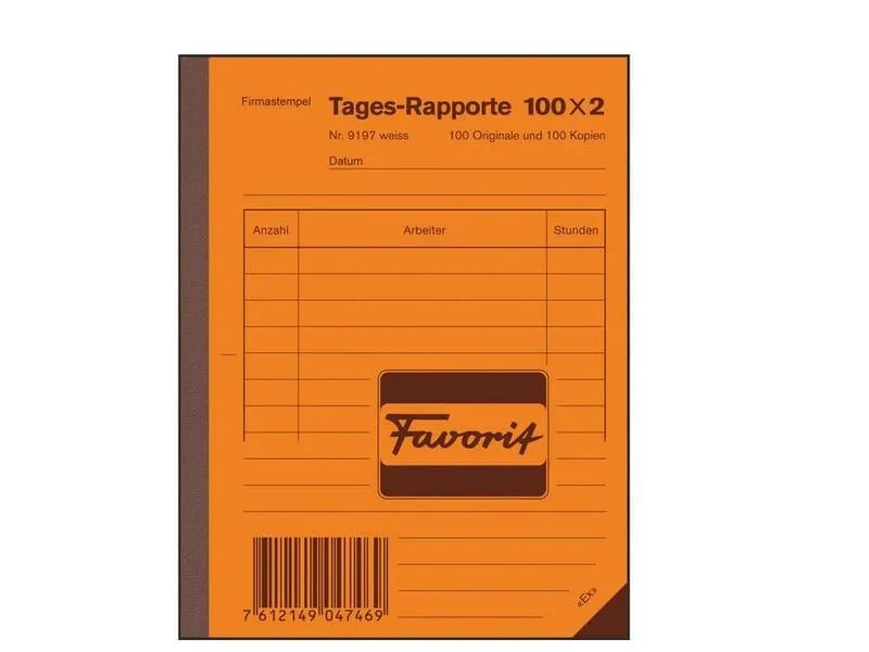 Favorit Durchschreibeblock 111 x 144 mm Tages-Rapporte