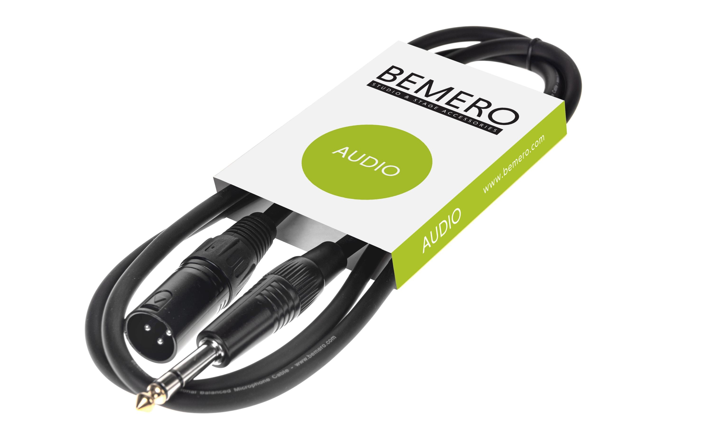Bemero XLR-Kabel XLRm - 6.3 Klinken symmetrisch 0.75 m, Schwarz