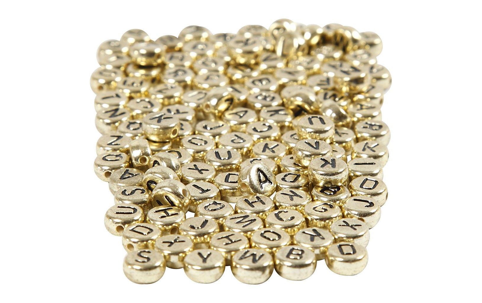 Creativ Company Buchstabenperlen 7 mm Kunststoff, Gold/Schwarz Creativ Company Buchstabenperlen 7 mm Kunststoff, Gold/Schwarz