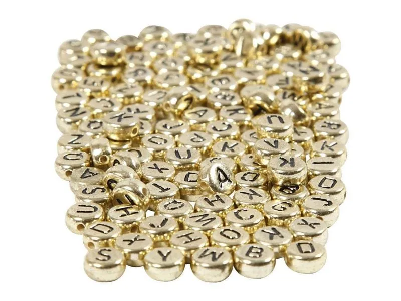 Creativ Company Buchstabenperlen 7 mm Kunststoff, Gold/Schwarz Creativ Company Buchstabenperlen 7 mm Kunststoff, Gold/Schwarz