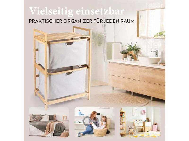 Hennez Regal Bambus mit Ablage und Körben