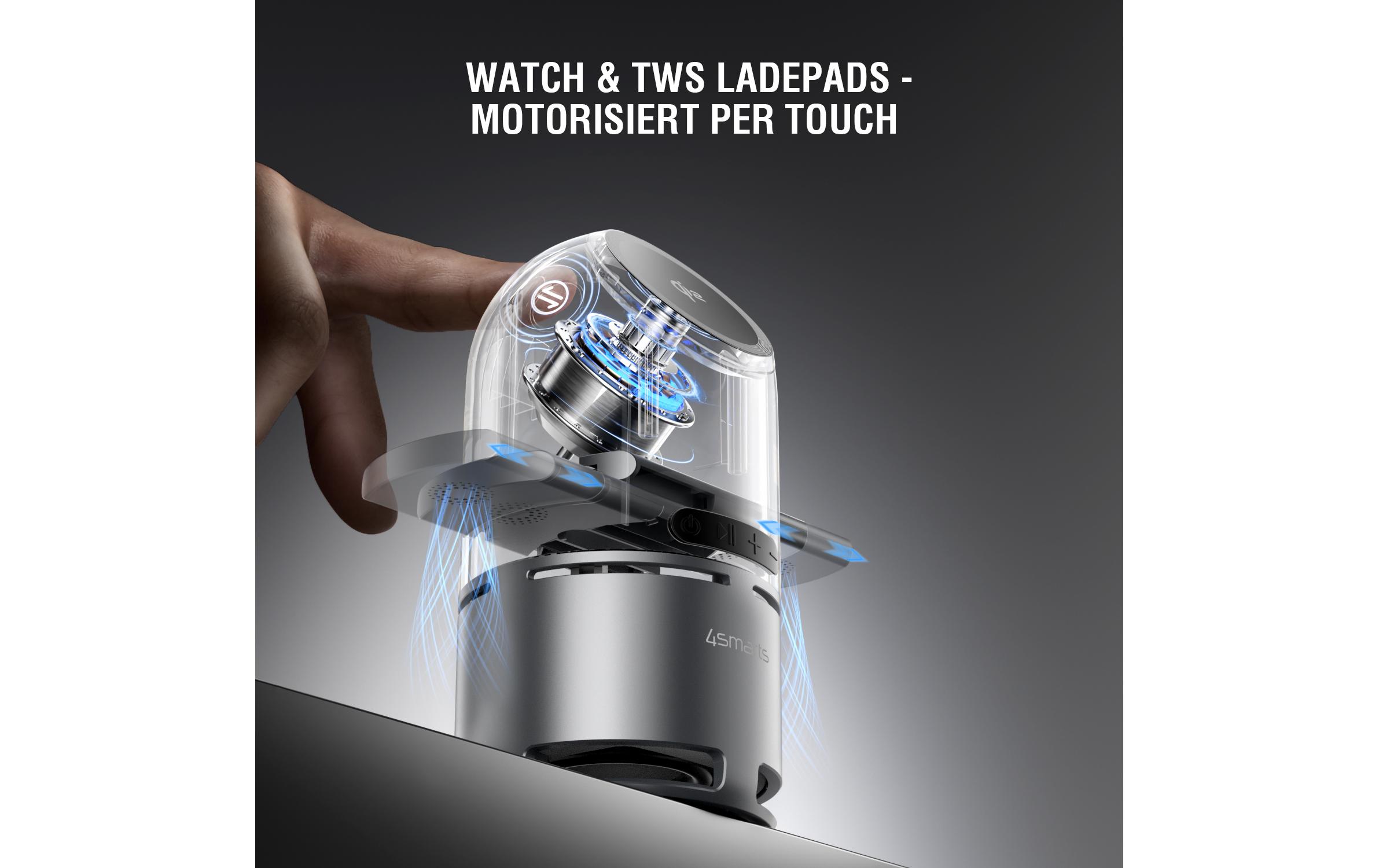 4smarts Wireless Charger 3-in-1 ChargeBot Sound Spacegrau