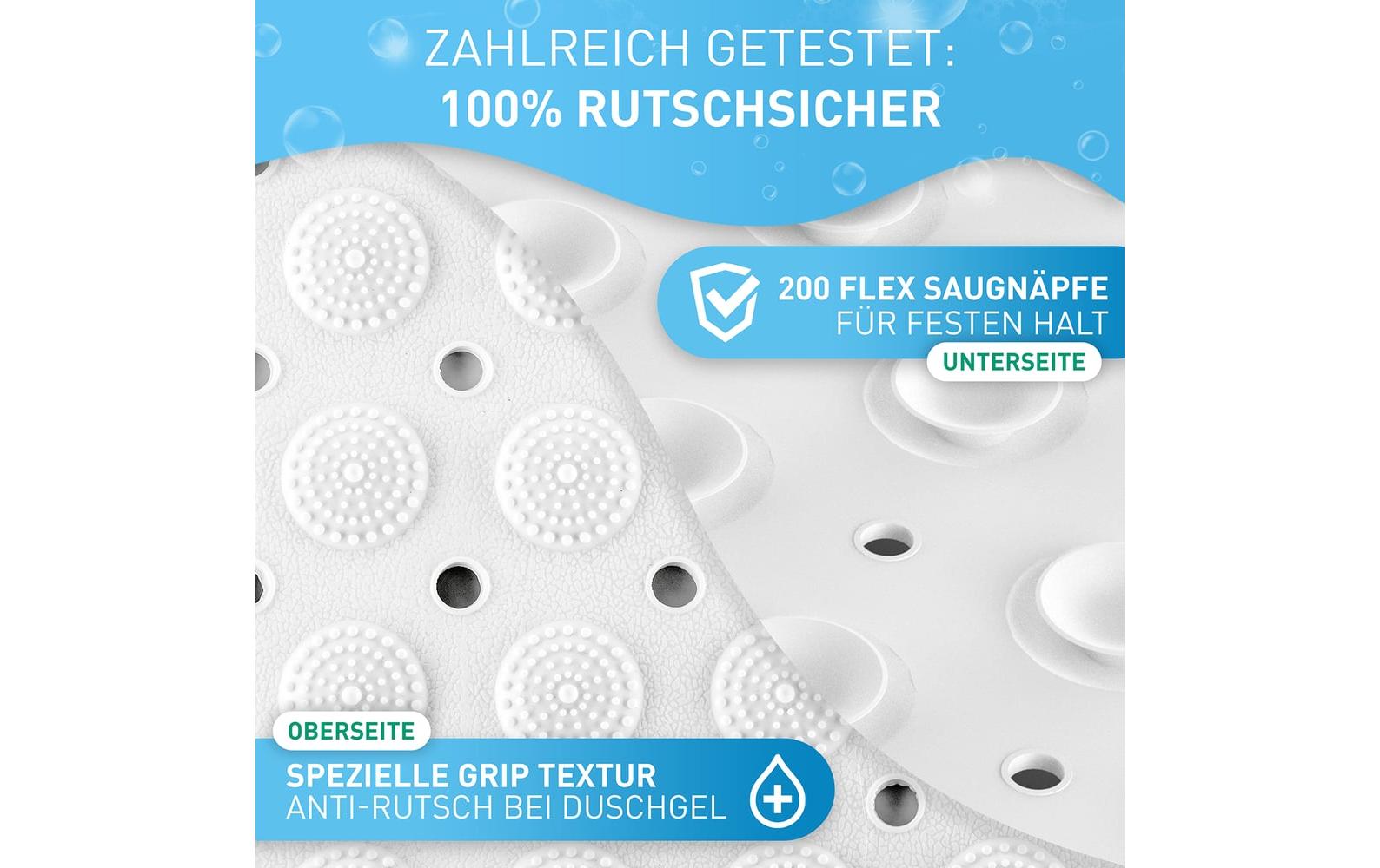 Flipline Badteppich rutschfest, BPA-frei 40 x 100 cm, Weiss