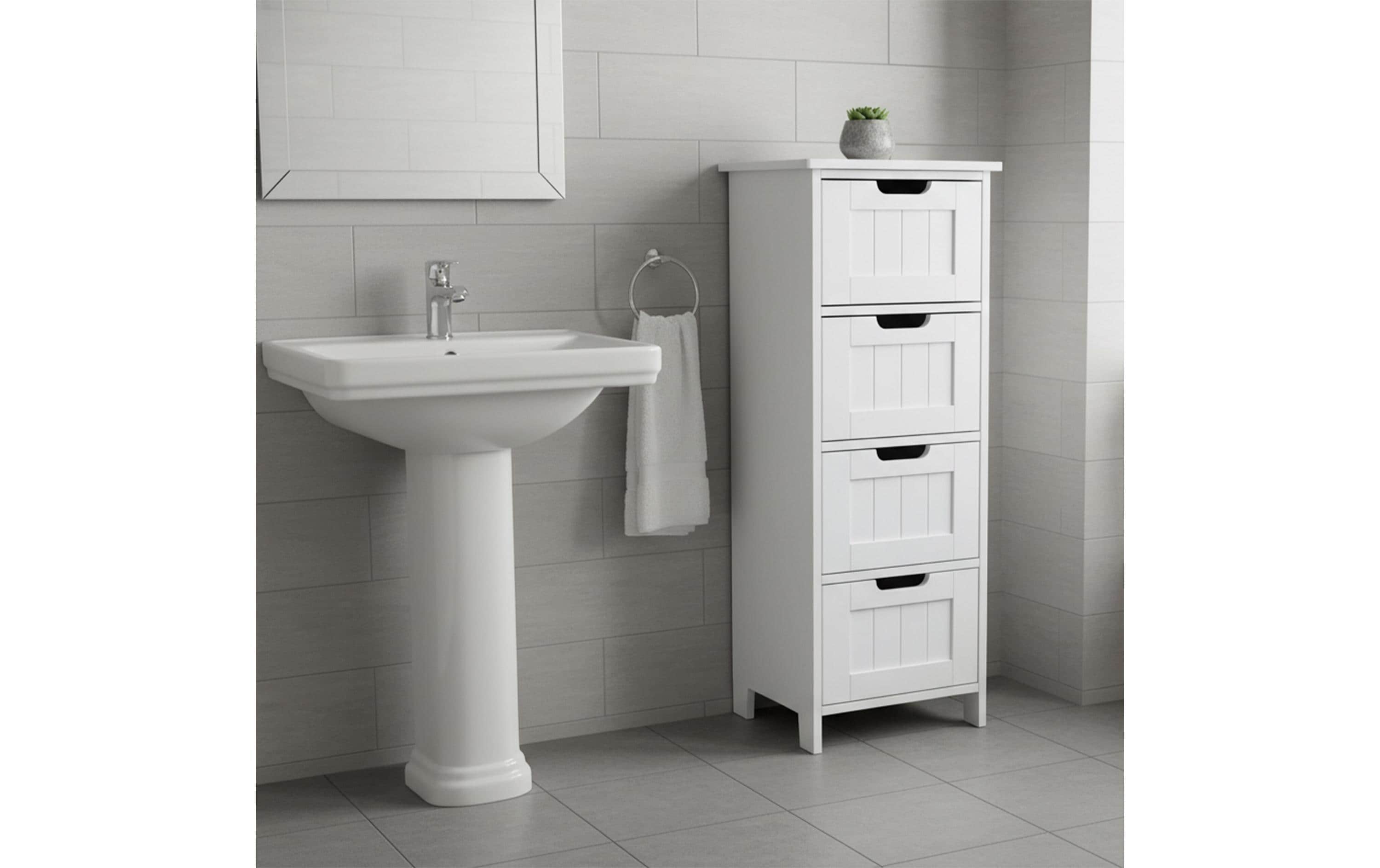 relaxdays Badezimmerregal 30 x 82 cm, Weiss