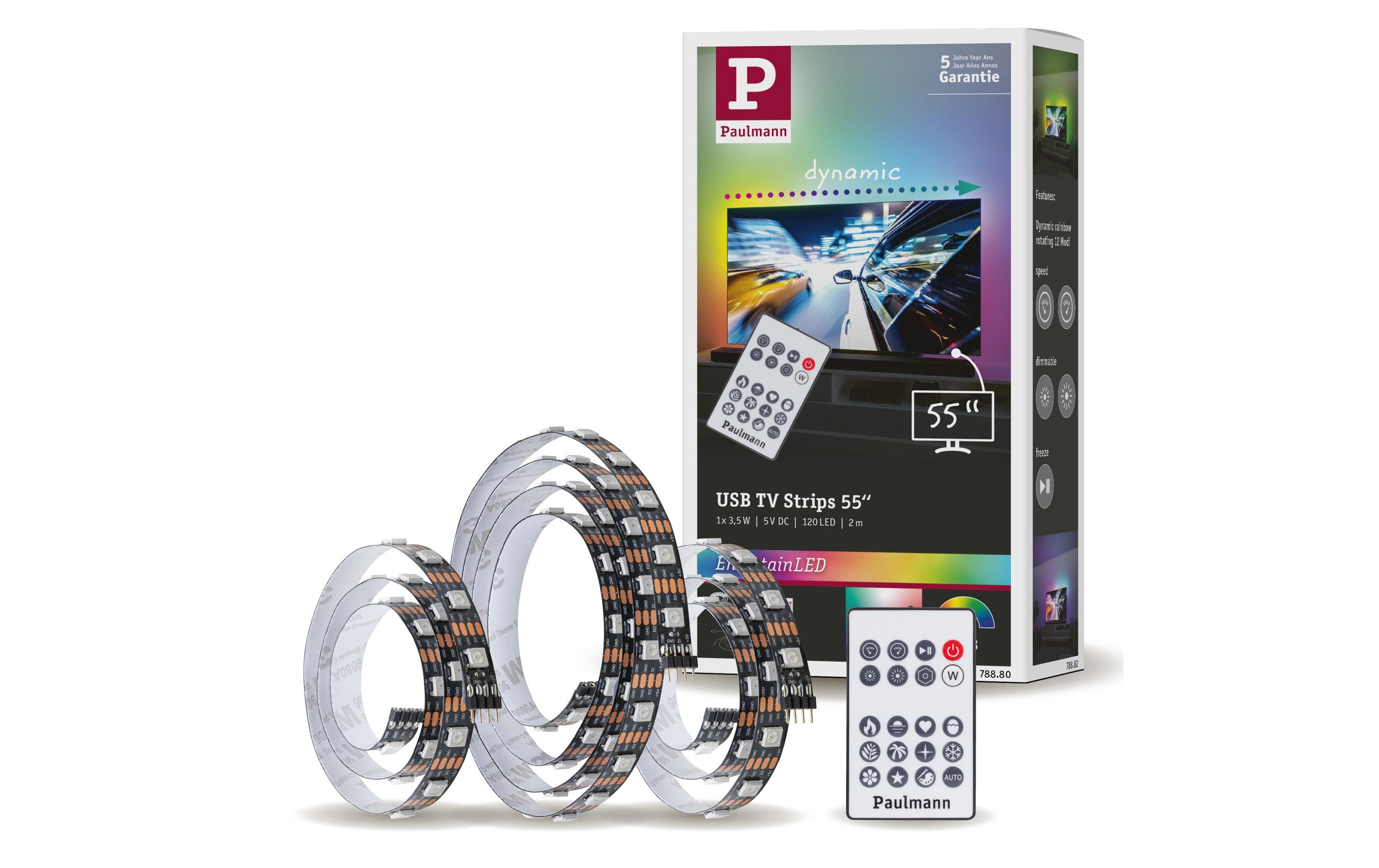 Paulmann EntertainLED USB Strip TV-Beleuchtung RGB+, 55