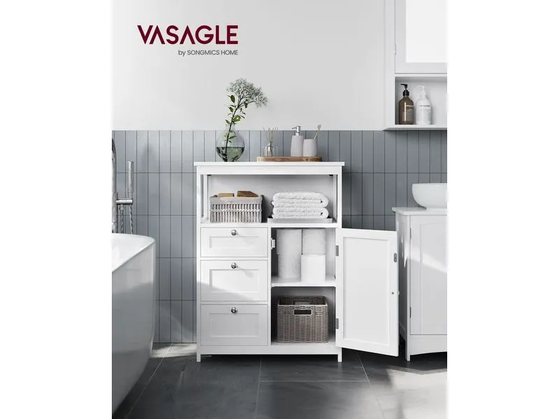 VASAGLE Kommode Floor Cabinet, MDF, 60 x 80 cm, Weiss VASAGLE Kommode Floor Cabinet, MDF, 60 x 80 cm, Weiss
