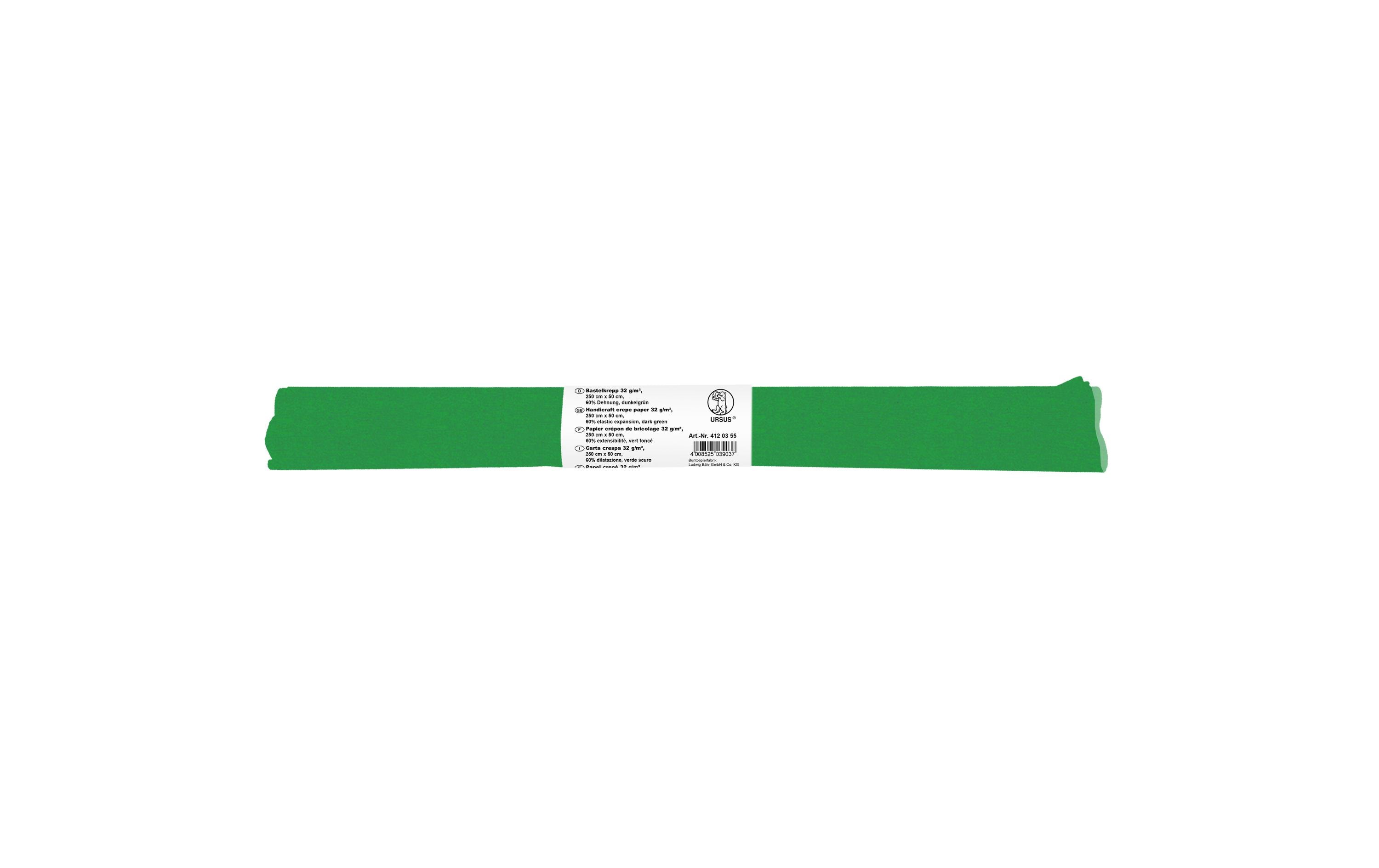 URSUS Krepppapier 50 cm x 2.5 m, 32 g/m², Dunkelgrün