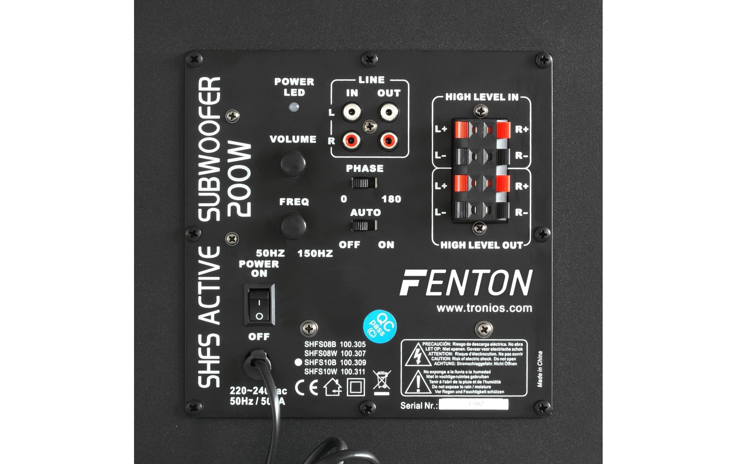 Fenton Subwoofer SHFS10B Schwarz