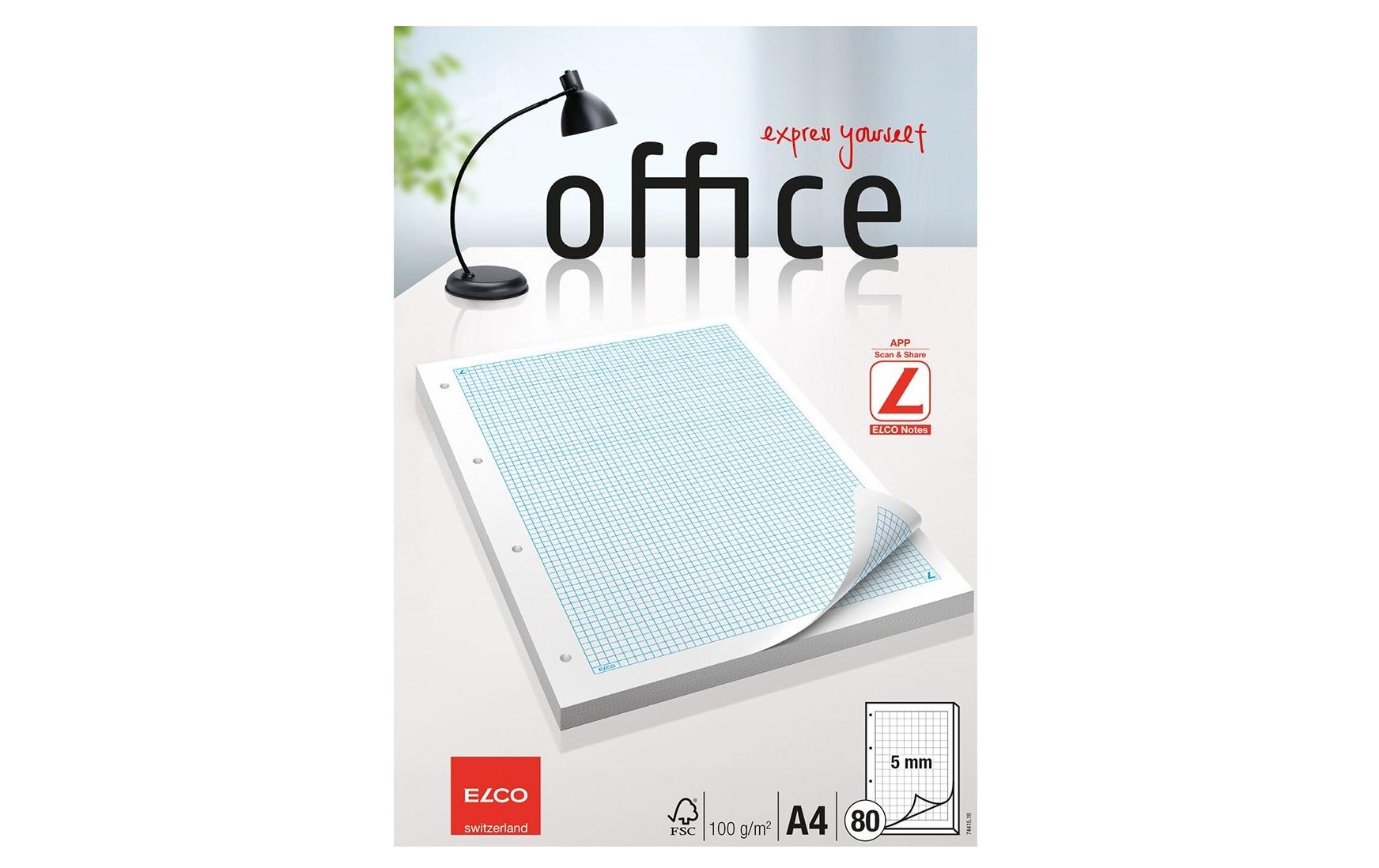 ELCO Ringbuchblock A4 4-Fach gelocht 5 mm Kariert, 1 Stück ELCO Ringbuchblock A4 4-Fach gelocht 5 mm Kariert, 1 Stück