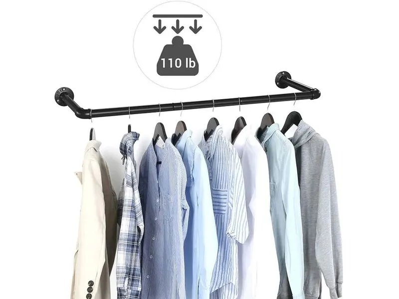 Songmics Wandgarderobe 92 cm x 7.5 cm, Schwarz Songmics Wandgarderobe 92 cm x 7.5 cm, Schwarz