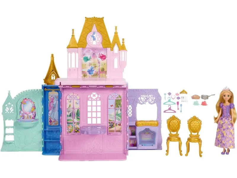 Disney Princess Rapunzel-Puppe und Schloss-Spielset Faltbar