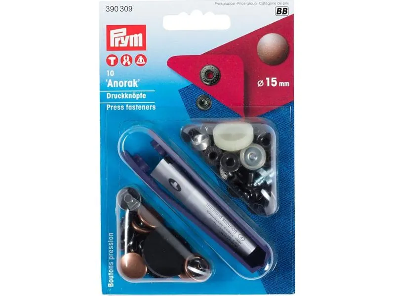 Prym Druckknöpfe Anorak Altkupfer, 15 mm Prym Druckknöpfe Anorak Altkupfer, 15 mm