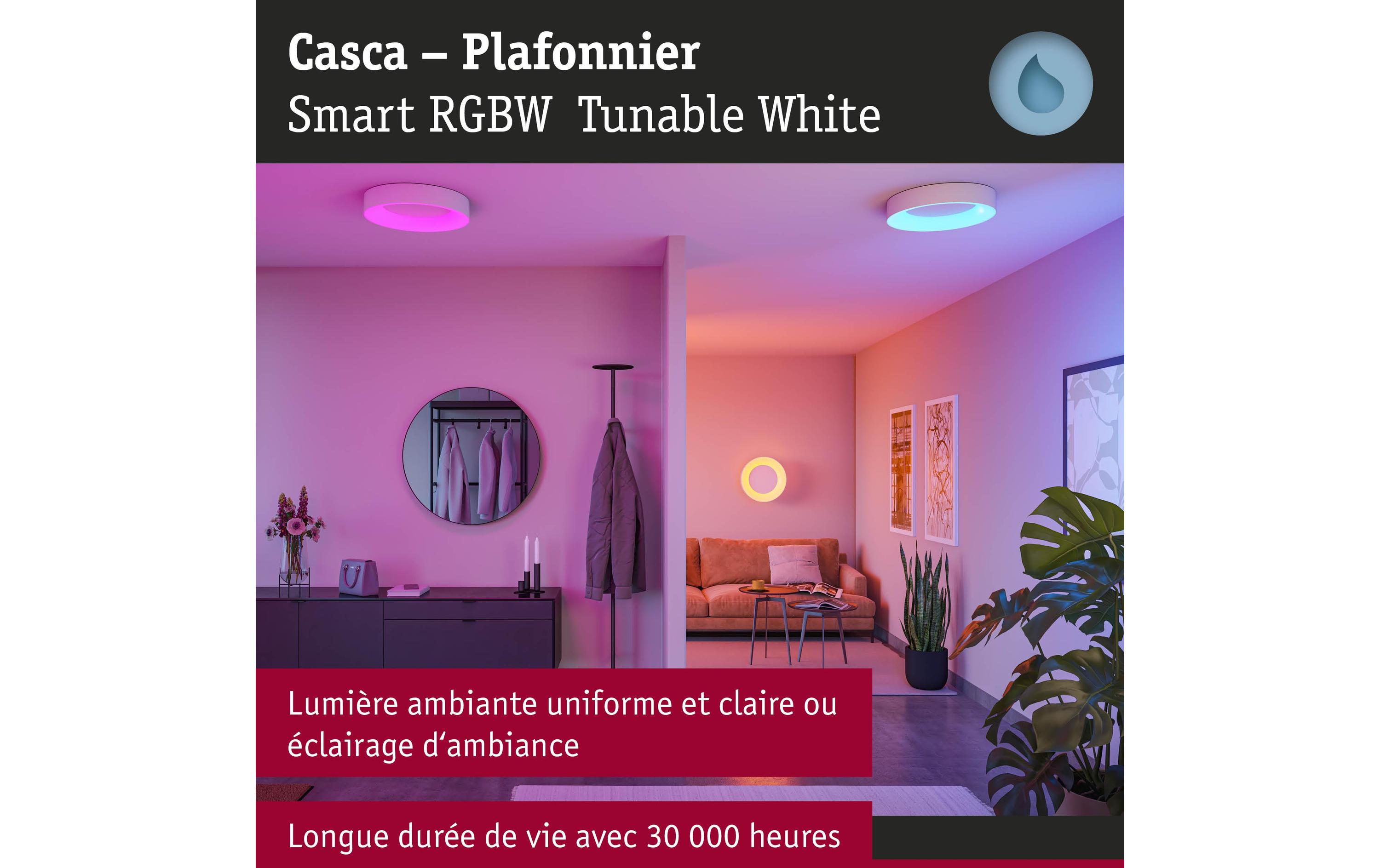 Paulmann Deckenleuchte Casca IP44, Weiss matt