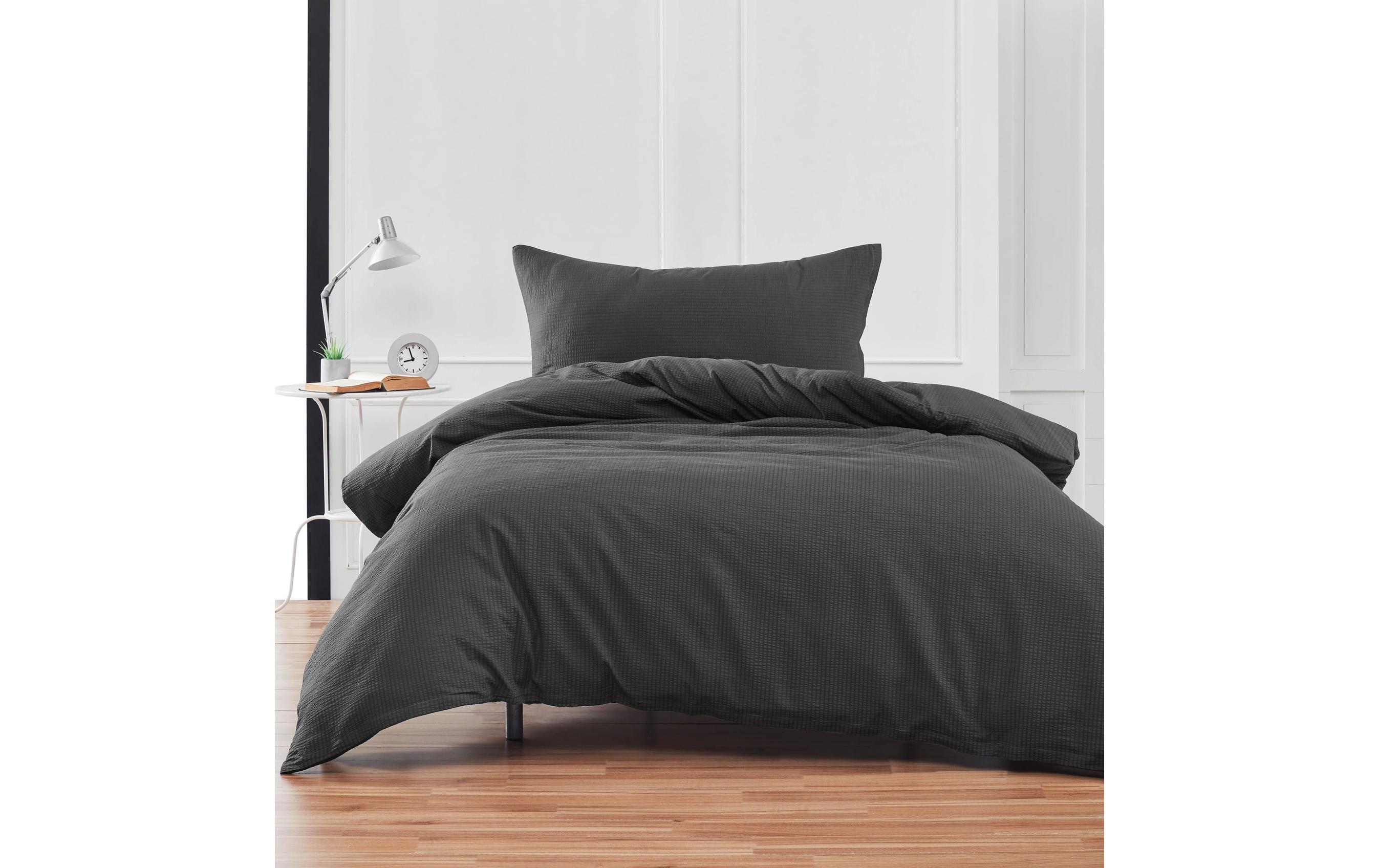 Flair Bettwäschegarnitur Seersucker Anthrazit