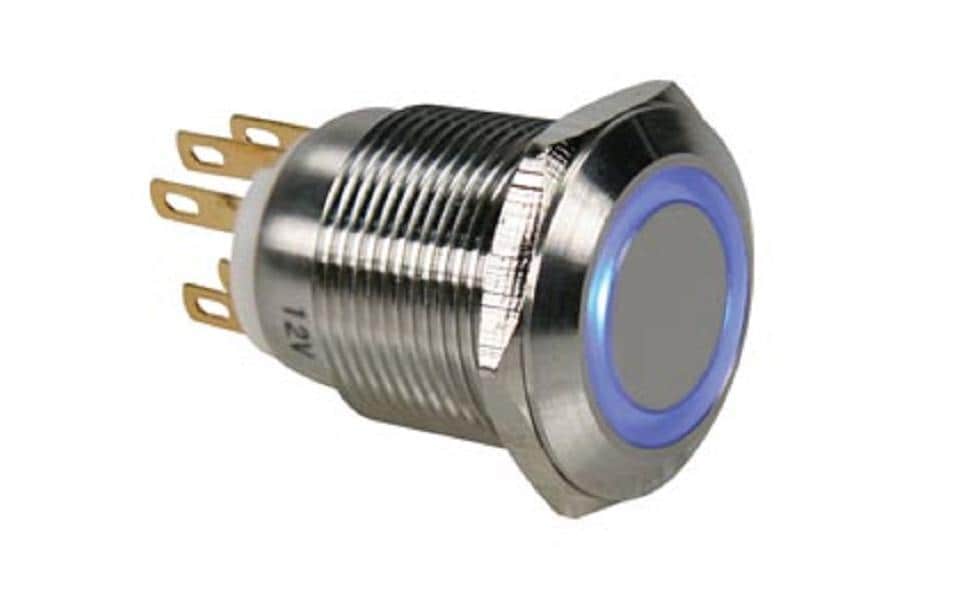 Velleman Drucktaster Edelstahl 19 mm mit blauer Ringbeleuchtung Velleman Drucktaster Edelstahl 19 mm mit blauer Ringbeleuchtung