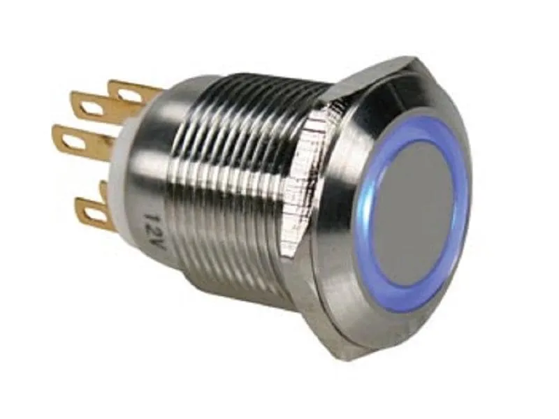 Velleman Drucktaster Edelstahl 19 mm mit blauer Ringbeleuchtung Velleman Drucktaster Edelstahl 19 mm mit blauer Ringbeleuchtung