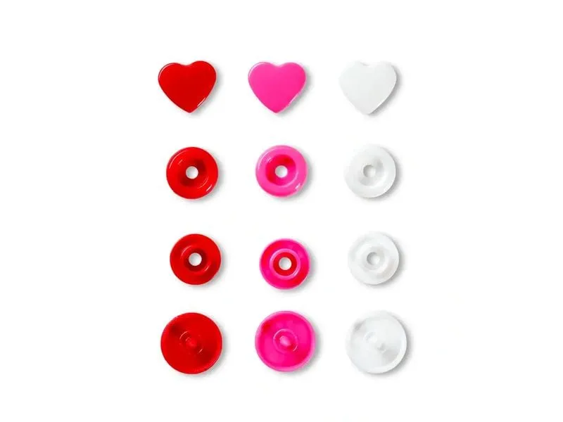 Prym Druckknöpfe Color Snaps Herz, Rottöne, 12.4 mm, 30 Stück