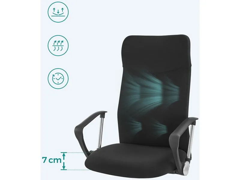 Songmics Bürostuhl mit Polster und Armlehnen, Schwarz