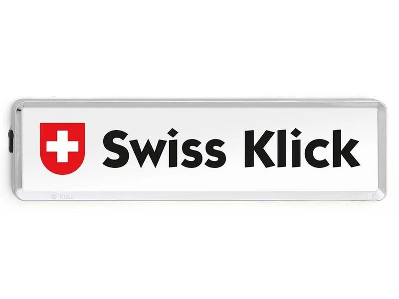 Swiss Klick Kennzeichenhalter Langformat Hinterseite, Chrom Glanz