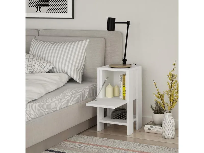 Woody Fashion Nachttisch Ema 30 x 55 x 30 cm, Weiss Woody Fashion Nachttisch Ema 30 x 55 x 30 cm, Weiss