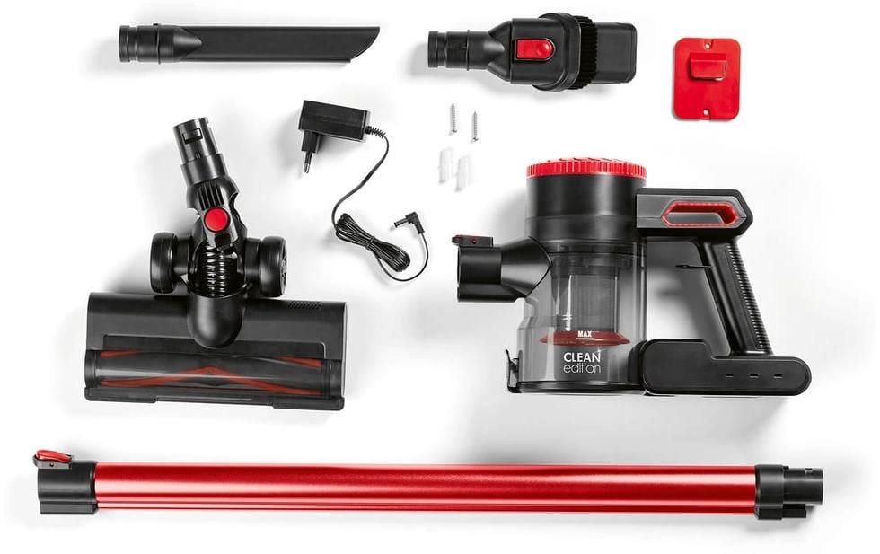CLEANmaxx Akku-Hand- und Stielsauger mit 2-fach-Filter , Rot