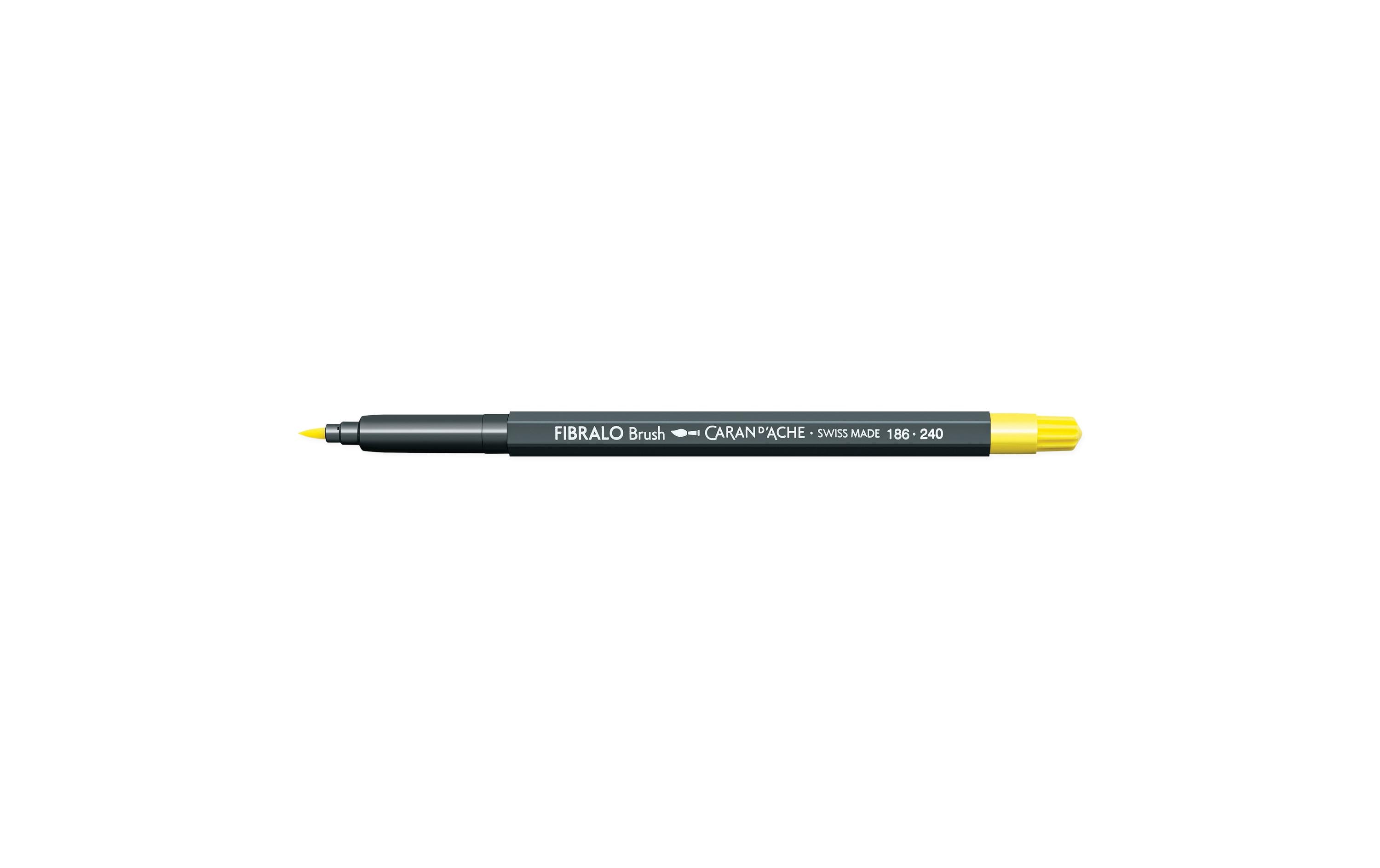 Caran d'Ache Filzstift Fibralo Brush 1 Stück, Zitronengelb