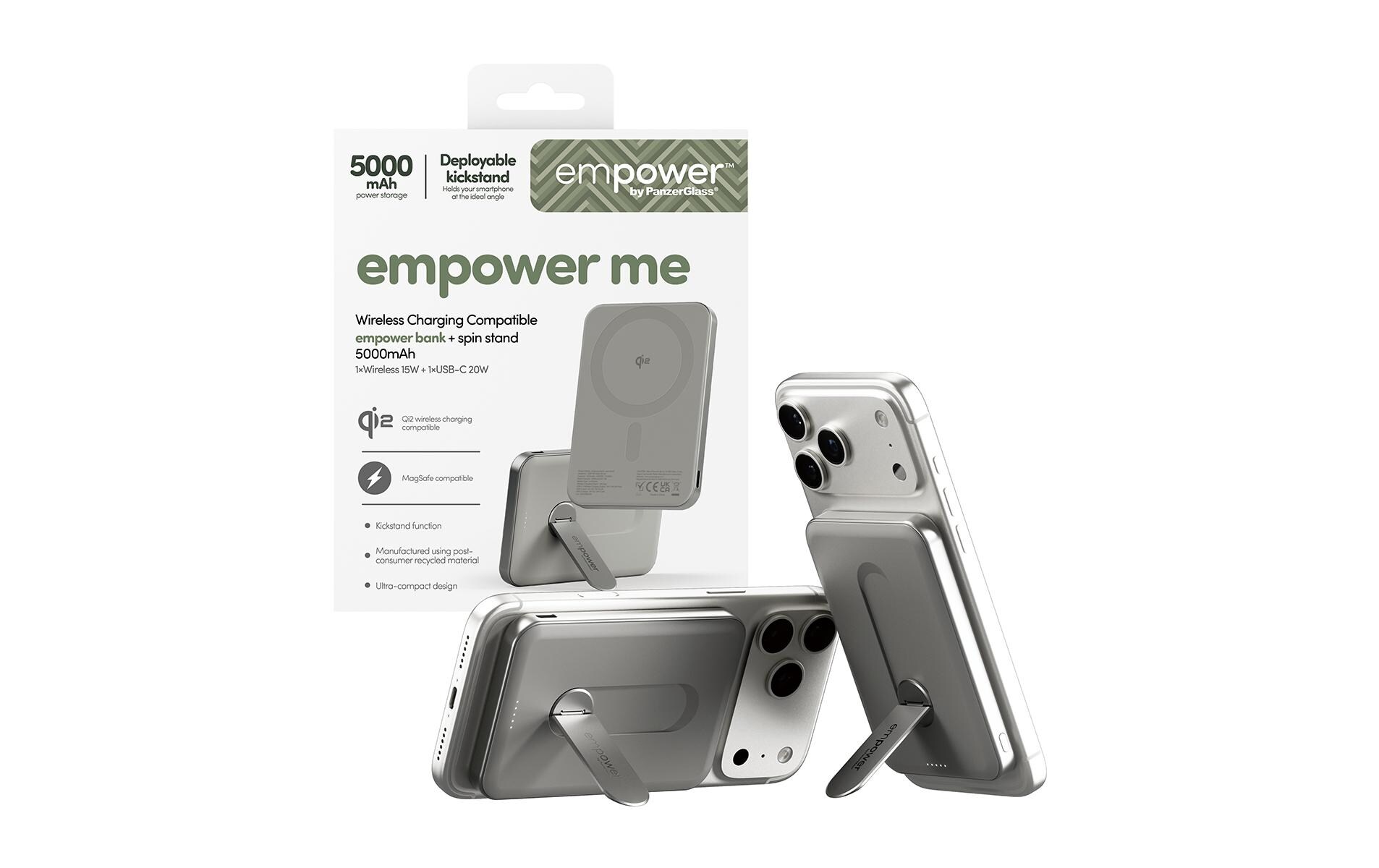 emPower by PanzerGlass Powerbank mit Spin Stand Titanium 5000 mAh