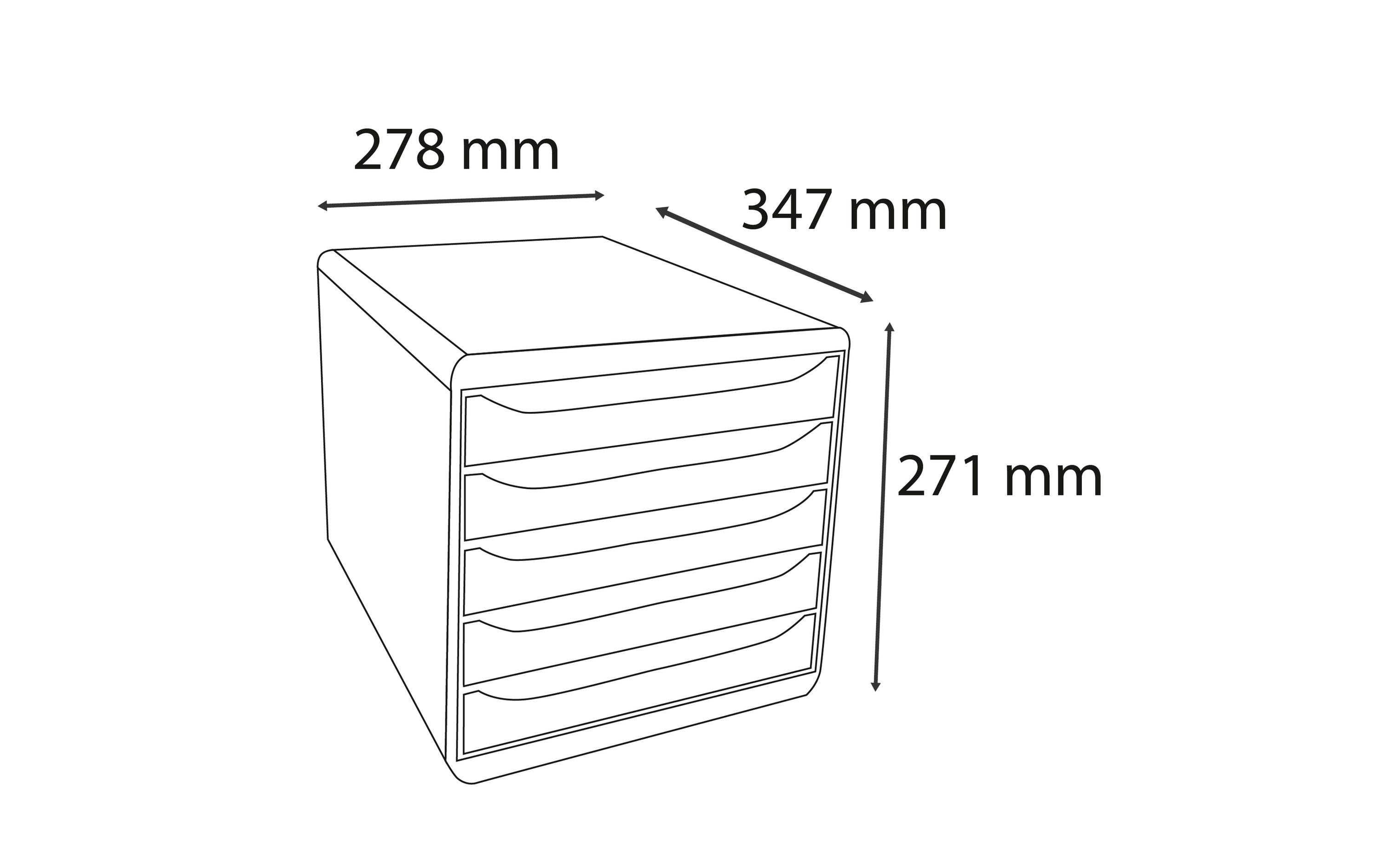 Exacompta Schubladenbox Big Box Plus Skandi, 5 Schubladen, Pazifikblau