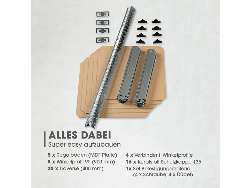 EASYmaxx Schwerlastregal 180 x 40 x 40 cm